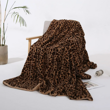 Load image into Gallery viewer, Imitation Rabbit Fur Leopard Print Double Layer Throw Blanket
