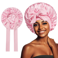 Load image into Gallery viewer, Women’s Satin Sleep Bonnet Adjustable Silky Night Cap for Curly Hair
