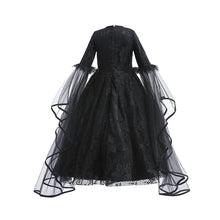 Load image into Gallery viewer, Girls Witch Queen Dress with Ruffle Trim and Decorative Pattern, Mid Calf Length All Vera Mart
