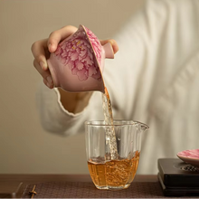 Load image into Gallery viewer, Handmade Ru Kiln Peony Gaiwan Tea Bowl with Lid for Traditional Tea Brewing
