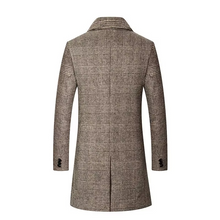 Load image into Gallery viewer, Men's Thickened Cotton-Padded Plaid Wool Coat, Mid-Length Slim Fit Lapel Windbreaker
