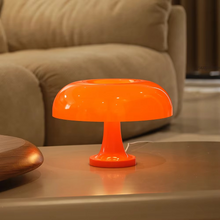 Load image into Gallery viewer, Modern Danish Mushroom Table Lamp – Minimalist Orange Bedside Light
