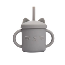 Load image into Gallery viewer, Baby Silicone Feeding Cup with Double Handles and Cat Design
