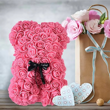 Load image into Gallery viewer, 9.8in Artificial Rose Teddy Bear Gift with Display Box - Romantic Anniversary or Valentine's Day Decor
