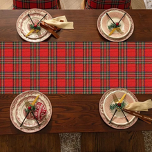Load image into Gallery viewer, Christmas Plaid Table Runner Red and White Check Tablecloth for Holiday Dining and Home Décor
