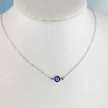 Load image into Gallery viewer, Blue Evil Eye Clavicle Necklace in Stainless Steel
