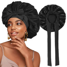 Load image into Gallery viewer, Women’s Satin Sleep Bonnet Adjustable Silky Night Cap for Curly Hair
