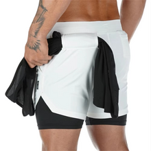 Load image into Gallery viewer, Men's Double Layer Training Shorts with Hidden Pocket
