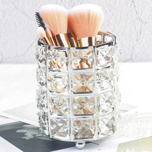 Load image into Gallery viewer, Makeup Brush Holder with Crystal Beads and Stainless Steel Frame, Gold or Silver
