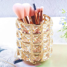 Load image into Gallery viewer, Makeup Brush Holder with Crystal Beads and Stainless Steel Frame, Gold or Silver
