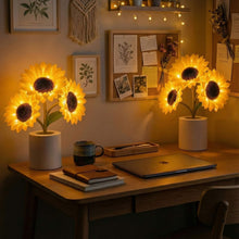 Load image into Gallery viewer, Tall Decorative Sunflower Lamp with Golden Glow and Plug In Charging Cable
