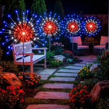 Load image into Gallery viewer, Solar Starburst Garden Stake Lights Set of 2 with Fairy Light Strands in Two Color Options
