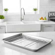 Load image into Gallery viewer, Stainless Steel Baking Sheet Set with Removable Cooling Rack
