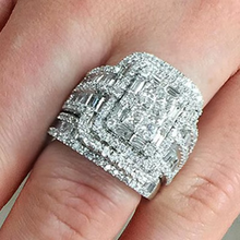Load image into Gallery viewer, Elegant Silver-Toned White Crystal Bridal Ring Set for Women
