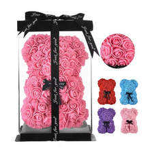 Load image into Gallery viewer, 9.8in Artificial Rose Teddy Bear Gift with Display Box - Romantic Anniversary or Valentine's Day Decor
