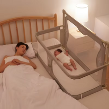 Load image into Gallery viewer, Portable Foldable Baby Crib with Safety Rails and Breathable Mesh Bedside Sleeper
