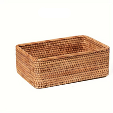 Load image into Gallery viewer, Natural Rattan Storage Basket Light Brown Home Organizer for Bathroom Kitchen and Living Room
