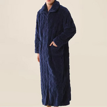 Load image into Gallery viewer, Zip-Up Plush Robe with Diamond Textured Design for Warmth and Comfort
