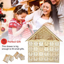 Load image into Gallery viewer, Wooden Christmas Advent Calendar 24-Day Reusable Countdown Tabletop Decoration
