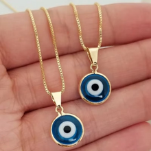 Load image into Gallery viewer, Blue Evil Eye Clavicle Necklace in Stainless Steel
