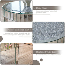 Load image into Gallery viewer, Modern Mirrored Coffee Table with Crystal Inlay, Silver Round Accent Table 31.5 Inch

