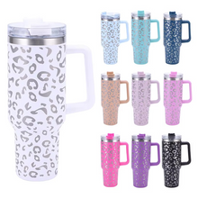 Load image into Gallery viewer, Leopard Print Insulated Tumbler with Handle and Straw 40oz Stainless Steel

