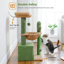 Load image into Gallery viewer, Cactus Cat Tree Tower with Condo, Hammock, Scratching Post and Perch for Indoor Cats
