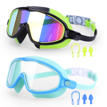 Load image into Gallery viewer, 2-Pack HD Swimming Goggles with Earplugs, Wide-View Waterproof Dive Mask
