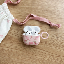 Load image into Gallery viewer, Exquisite Pink Rose Floral Bowknot Glossy Earphone Case with Ring
