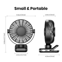 Load image into Gallery viewer, USB Clip-On Desk Fan with Quiet Brushless Motor and Strong Clamp – Portable Mini Personal Cooling Fan
