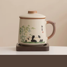 Load image into Gallery viewer, Chinese Style Ceramic Mug with Lid and Built In Tea Filter, 13.5 oz

