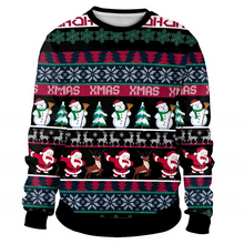 Load image into Gallery viewer, Reindeer and Snowman 3D Print Mens Long Sleeve Christmas Sweatshirt
