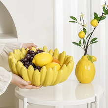 Load image into Gallery viewer, Banana Shaped Ceramic Fruit Bowl and Serving Dish for Snacks and Salads
