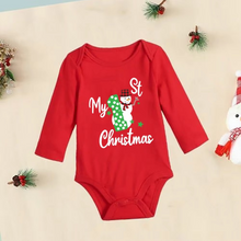 Load image into Gallery viewer, My First Christmas Red Cotton Baby Romper Long Sleeve Holiday Bodysuit
