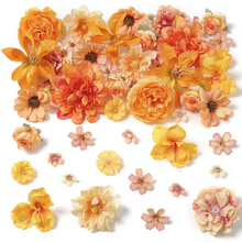 Load image into Gallery viewer, Autumn Orange Silk Rose and Daisy Artificial Flower Heads for DIY Wreaths and Seasonal Decor
