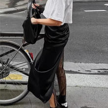 Load image into Gallery viewer, Black Lace and PU Leather Maxi Skirt for Women

