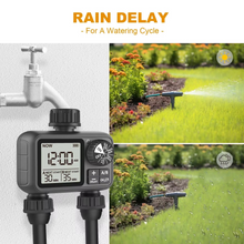 Load image into Gallery viewer, Digital 2-Outlet Water Timer with Dual Zone Control and Adjustable Sprinkler Programming
