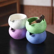Load image into Gallery viewer, Ceramic Matcha Bowl with Pouring Spout and Whisk Holder Matcha Making Kit for Tea Lovers
