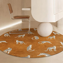 Load image into Gallery viewer, Plush Round Leopard Pattern Area Rug – Soft Thickened Floor Mat for Bedroom or Living Room
