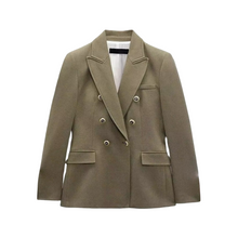 Load image into Gallery viewer, Womens V-Neck Slim Fit Blazer, Long Sleeve Button Jacket for Work, Meetings, and Elegant Everyday Wear
