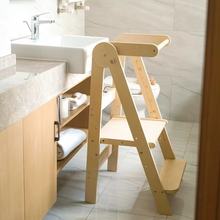 Load image into Gallery viewer, Modern Design Foldable Step Stool Kids Wooden Kitchen Tower - Safe and Versatile Helper for Kids
