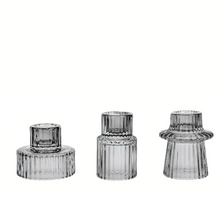 Load image into Gallery viewer, Glass Taper Candle Holder Boho Ribbed Glass Votive for Table Centerpiece and Home Décor
