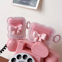 Load image into Gallery viewer, 3D Pink Floral Bow Wave Earphone Case for AirPods with Keychain
