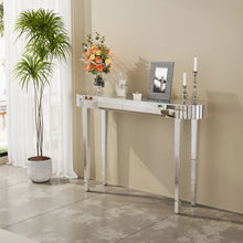 Load image into Gallery viewer, Mirrored Console Table for Home Office, Oval Mirrored Vanity Desk Silver Finish
