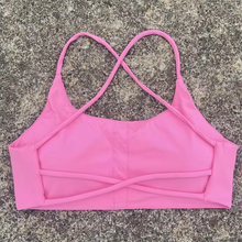 Load image into Gallery viewer, Women's Cross Back Spaghetti Strap Sports Bra with Chest Pad – Soft Athletic Yoga and Workout Top
