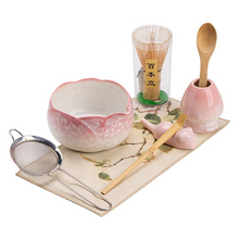Load image into Gallery viewer, Premium Ceramic Matcha Whisk Set with Crystal Ice Flower Design
