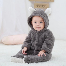 Load image into Gallery viewer, Cozy Fleece Newborn Baby Animal-Themed Winter Romper
