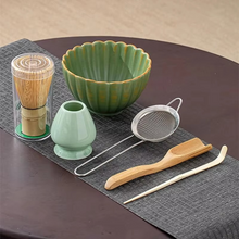 Load image into Gallery viewer, Japanese Matcha Tea Ceremony Set with Bamboo Whisk, Scoop, and Ceramic Bowl
