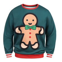 Load image into Gallery viewer, Reindeer and Snowman 3D Print Mens Long Sleeve Christmas Sweatshirt
