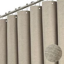 Load image into Gallery viewer, Luxury Linen Shower Curtain with Silver Hooks, Waterproof Thick Fabric Bath Curtain for Large Bathtubs
